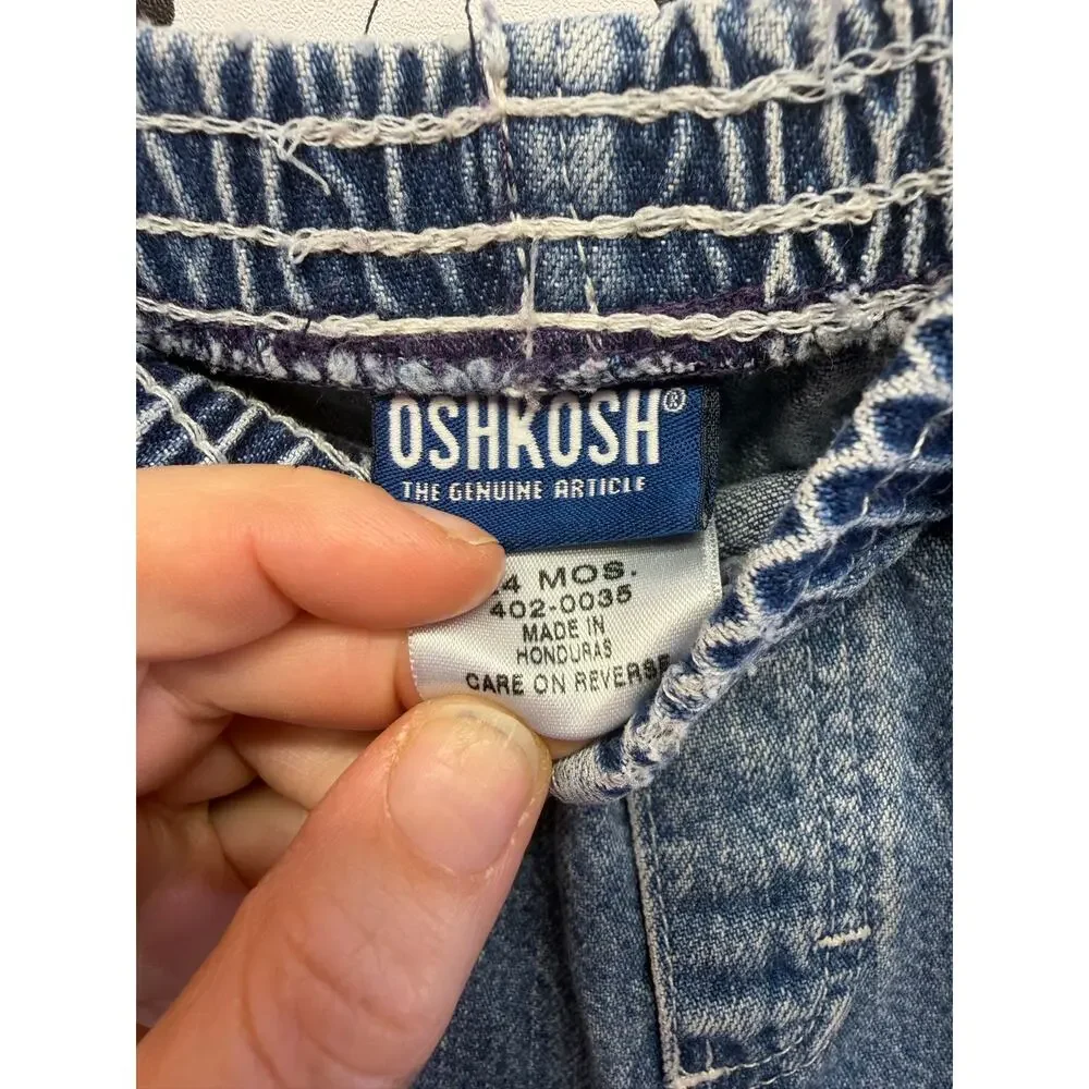 Vintage 90s Y2K OshKosh B’gosh baby Carpenter Jeans Size 24M Blue Denim